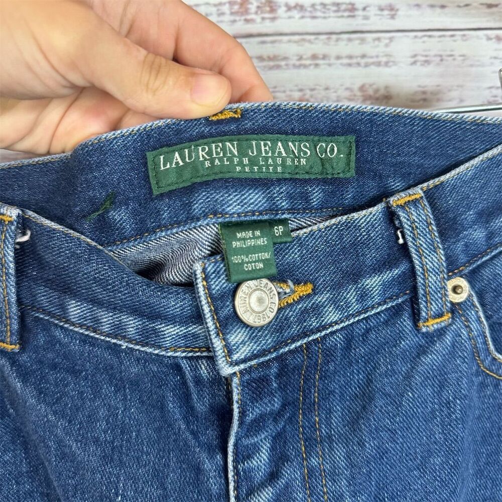 Lauren Jeans Co. Women's Petite High-Rise Straight Leg Jeans Blue - Picture 4 of 12